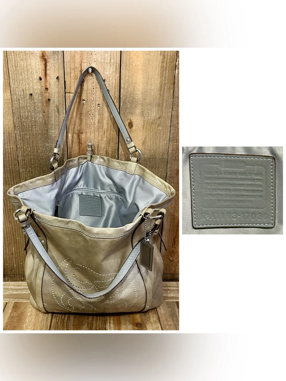 Coach. 3 Piece: Audrey Andie Cinched Tote Bag with Free Dust Bag and Bag Scarf. - Picture 11 of 16